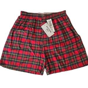 NOS Bottoms Out Men’s L Boxer Pajama Shorts Vintage Holiday Tartan Plaid Classic